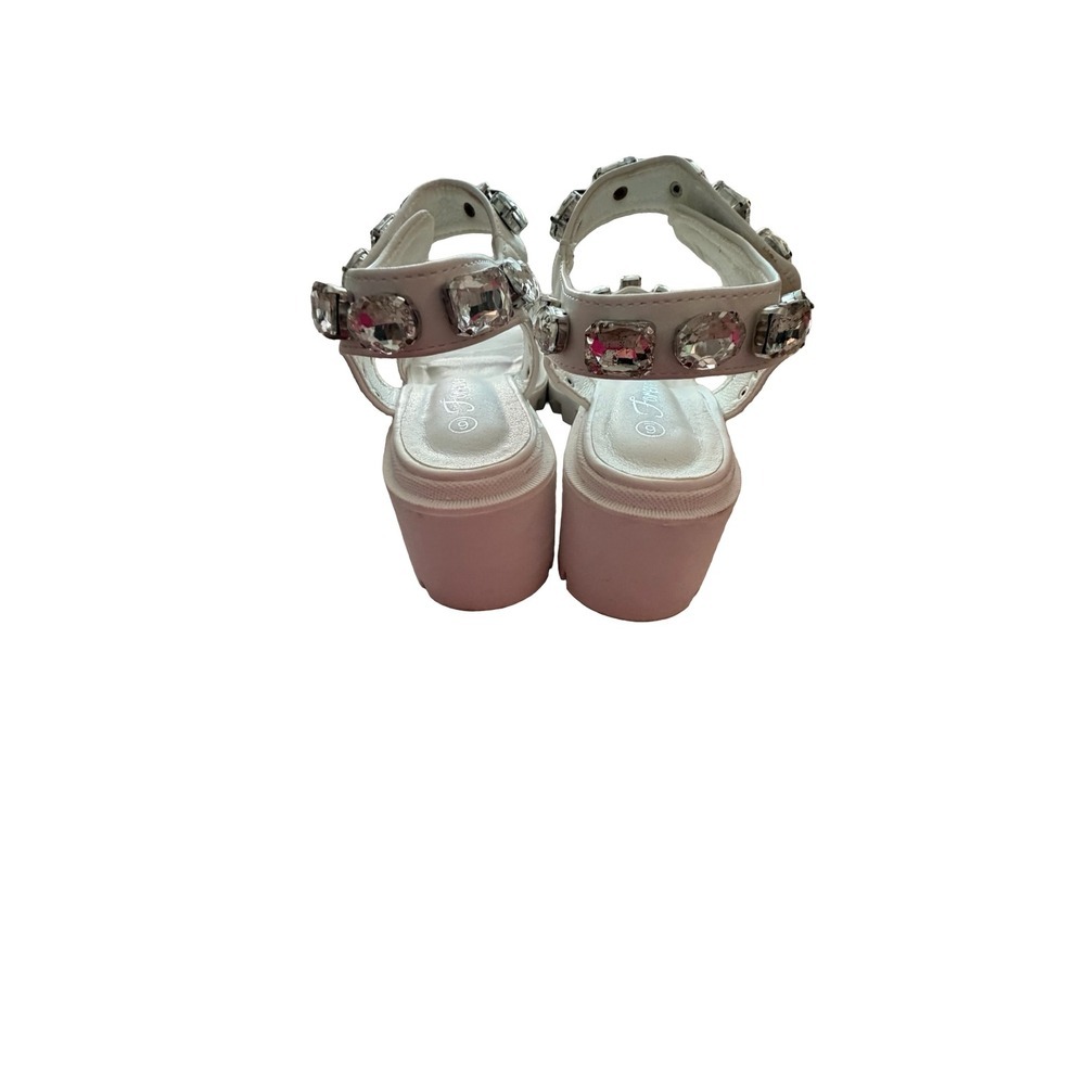 Forever White Rhinestone Star Studded Platform Lug Sole Sandals Womens Size 6 - Picture 7 of 10